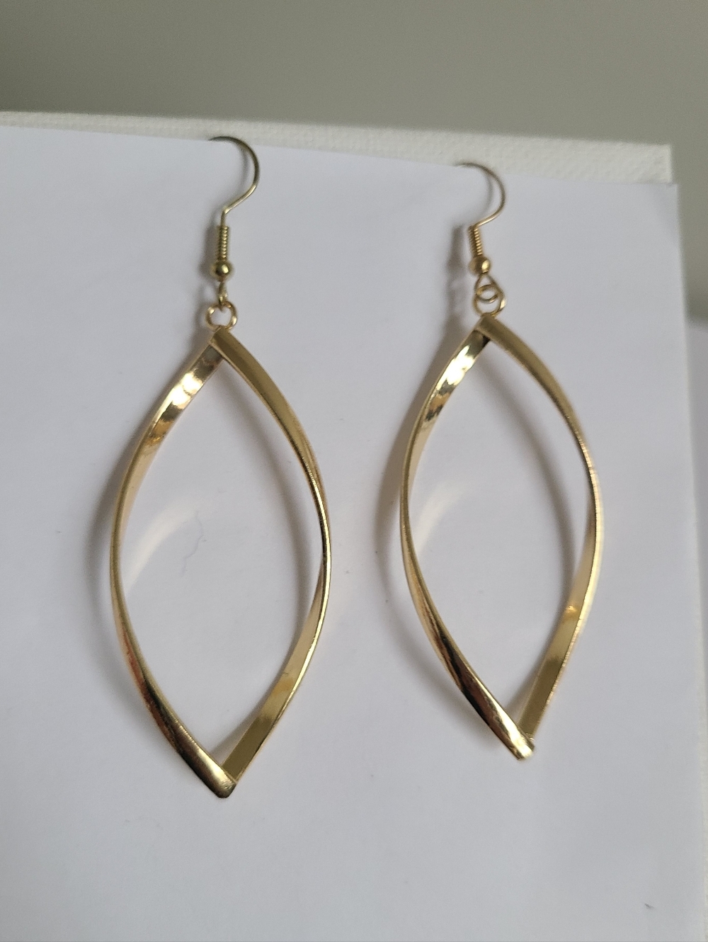 Vintage Gold Plated Twist Drop Open Long Dangle Evening Party Fancy Earrings